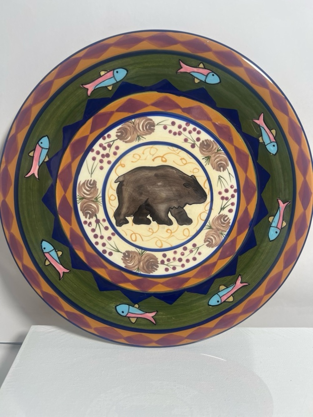 Vintage Zrike Field & Stream Wildlife Plates - Bear and Buffalo - Read Descripti